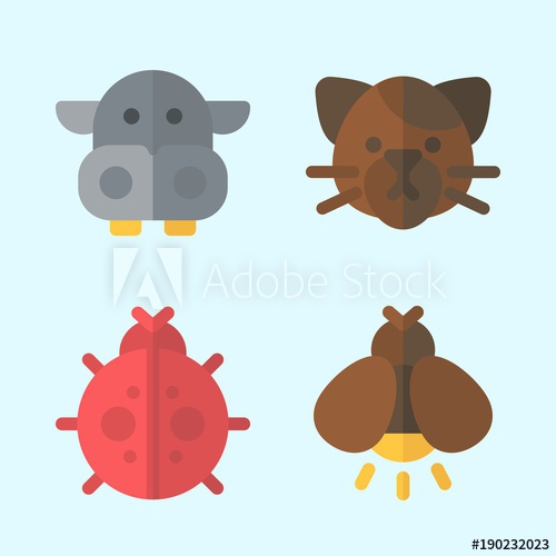 500x500 Icons Set About Animals With Cat, Ladybug, Firefly