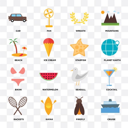 450x450 Set Of Icons Such As Cruise, Firefly, Kayak, Rackets, Cocktail