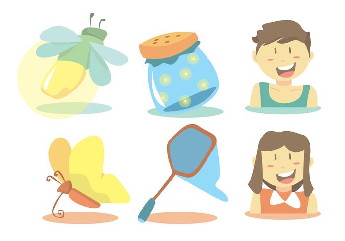 700x490 Summer Catching Firefly Vector Set