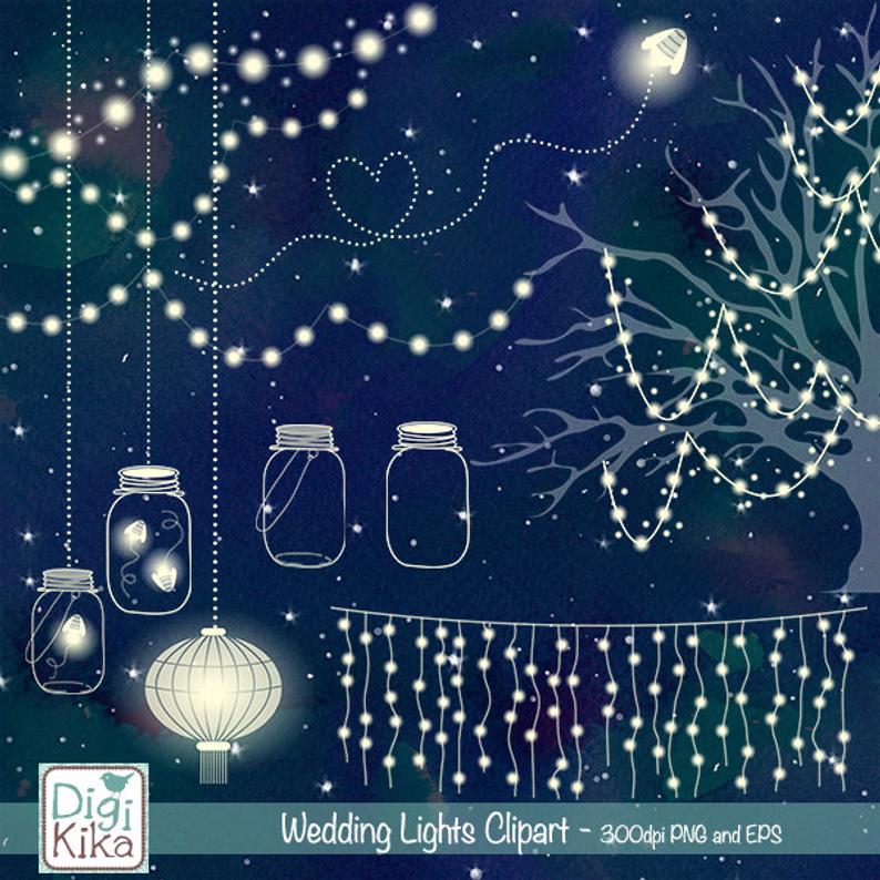 794x794 Wedding Lights Clip Art Vector String Lights Firefly Etsy