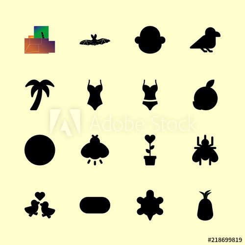 500x500 Tropical Vector Icons Set Love Birds, Firefly, Monkey And Plant