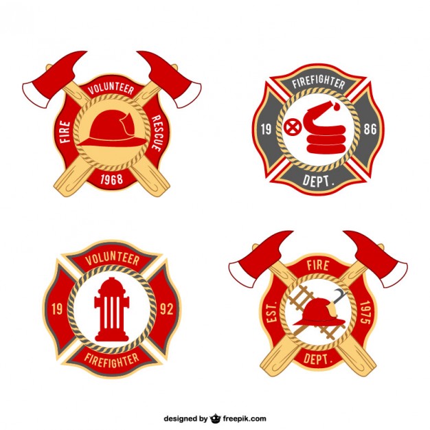 Firemen Badges Pack Vector Free Download 626x626 Firemen Badges Pack Vector Free Download