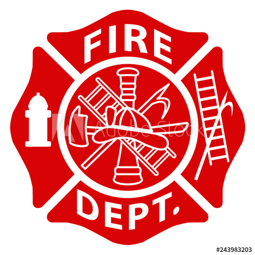 500x500 Fire Department Emblem St Florian Maltese Cross Red With White