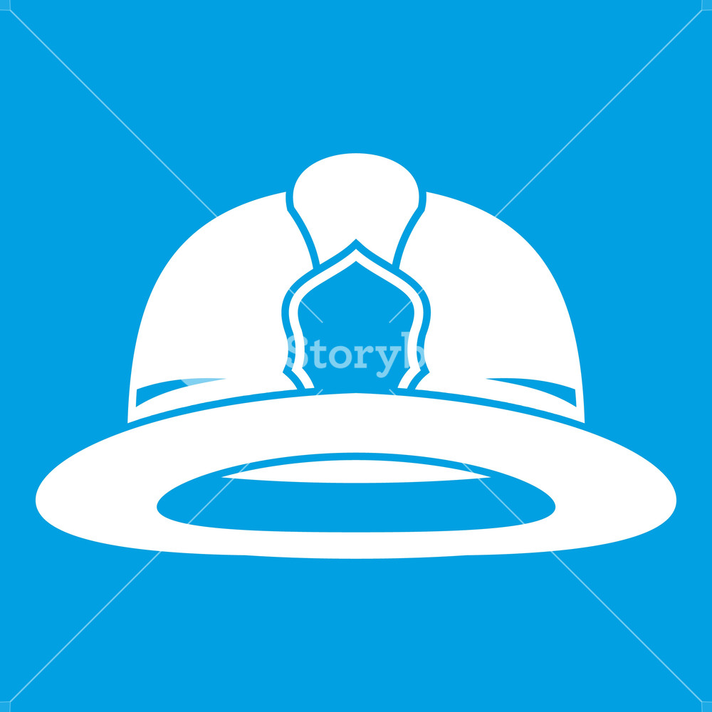 Fireman Helmet Icon White Isolated On Blue Background Vector 1000x1000 Fireman Helmet Icon White Isolated On Blue Background Vector