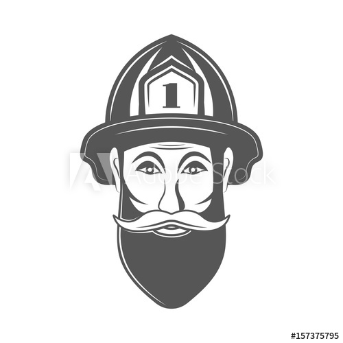 Hipster Man In Fireman Hat Vector Illustration In Monocrome 500x500 Hipster Man In Fireman Hat Vector Illustration In Monocrome