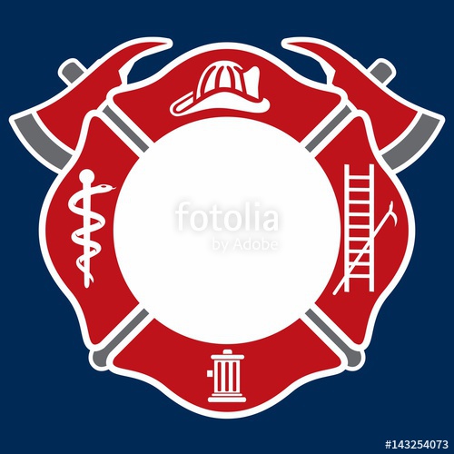 500x500 Fireman Emblem Fire Department Symbol Logo Vector Stock Image