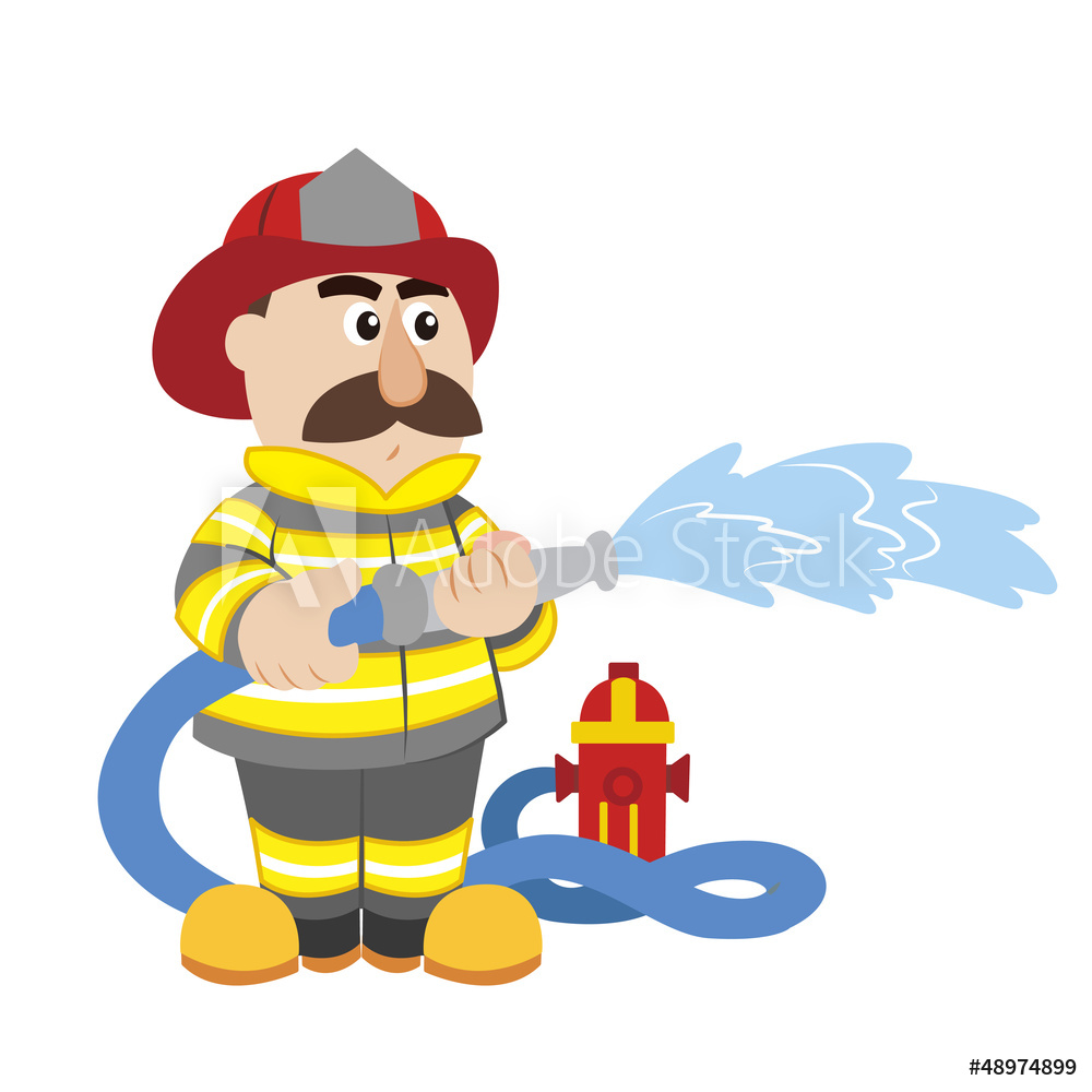 1000x1000 Photo Art Print An Illustration Of Cartoon Firemanvector
