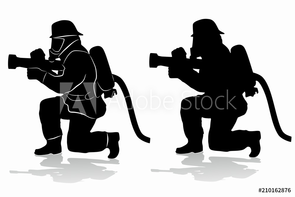 1000x667 Photo Art Print Silhouette Of A Fireman, Vector Draw Europosters