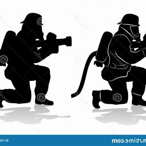 300x300 Silhouette Fireman Vector Draw Fire Hose Black White Drawing