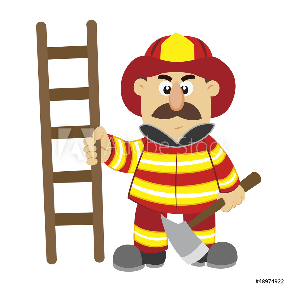 1000x1000 Wall Murals An Illustration Of Cartoon Firemanvector