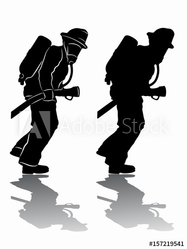 375x500 Silhouette Of A Fireman, Vector Draw