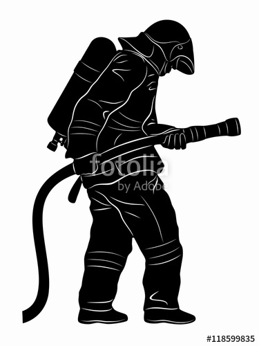 375x500 Silhouette Of A Fireman, Vector Draw Stock Image And Royalty Free