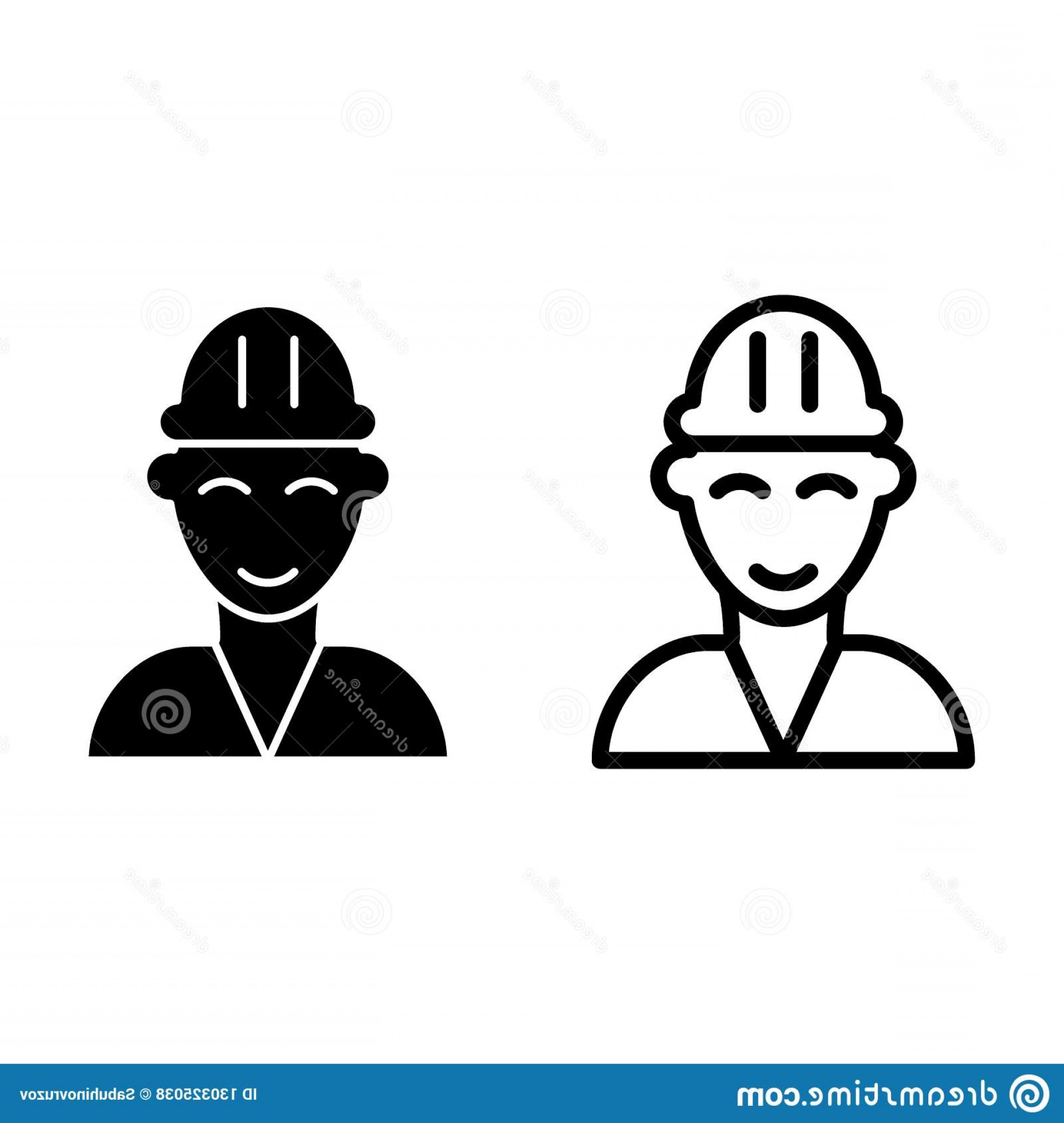 1920x2026 Fireman Line Glyph Icon Builder Vector Illustration Isolated White