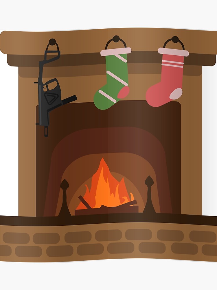 750x1000 Tactical Christmas Stocking Fireplace Vector Poster