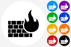 235x155 Firewall Icon On Flat Color Circle Buttons Vector Art Illustration