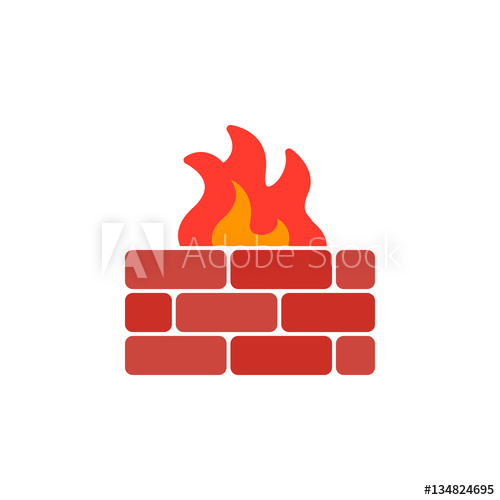 500x500 Brick Wall And Fire Icon Vector, Filled Flat Sign, Solid Colorful