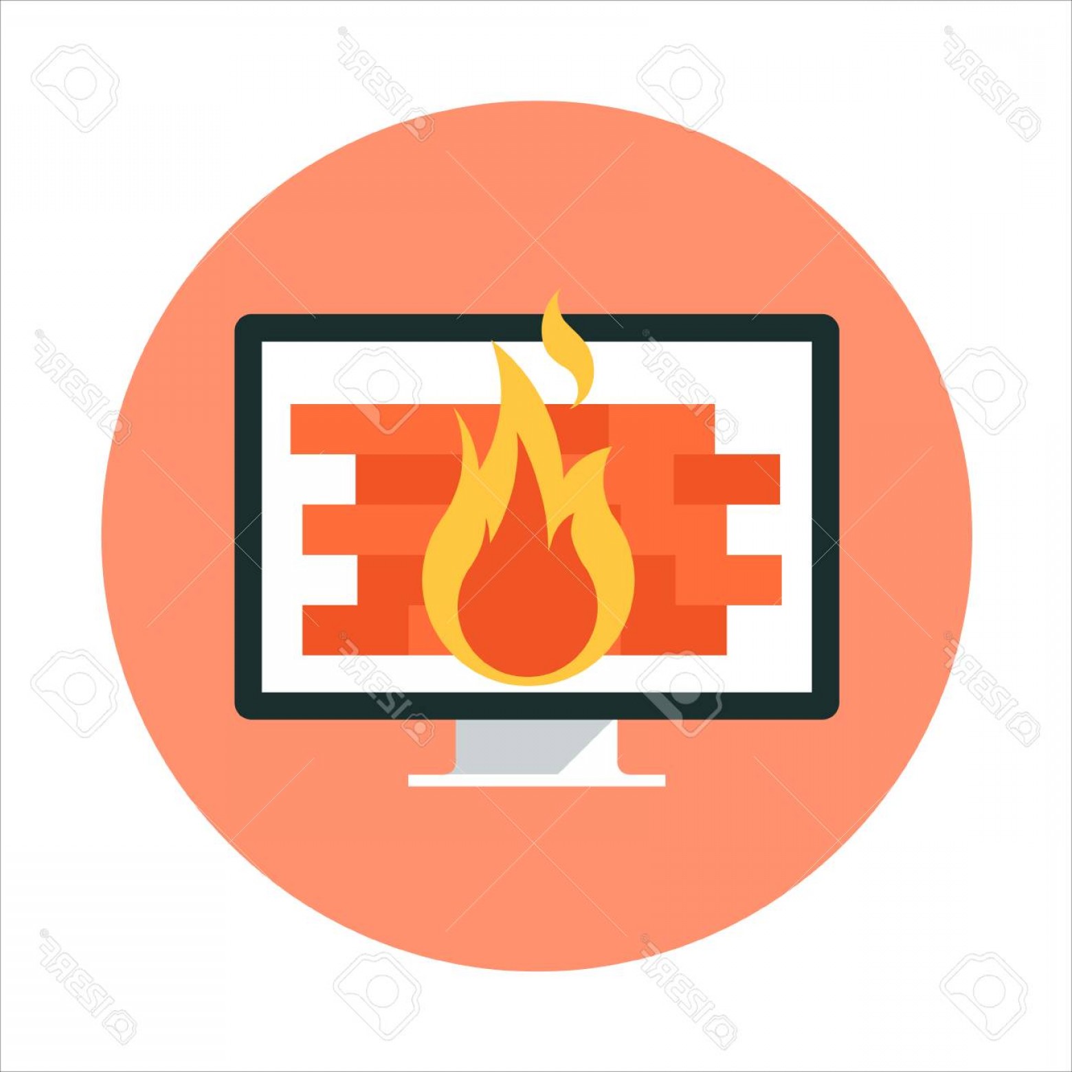 1560x1560 Photostock Vector Firewall Theme Flat Style Colorful Vector Icon