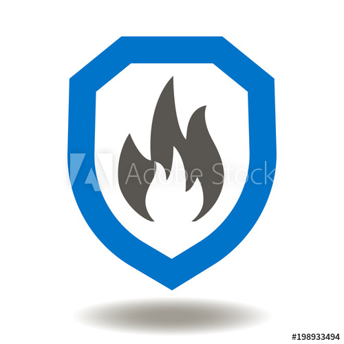 500x500 Shield Fire Flames Icon Vector Firewall Fire Wall Illustration
