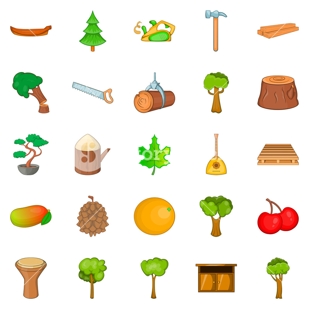 1000x1000 Firewood Icons Set Cartoon Set Of Firewood Vector Icons