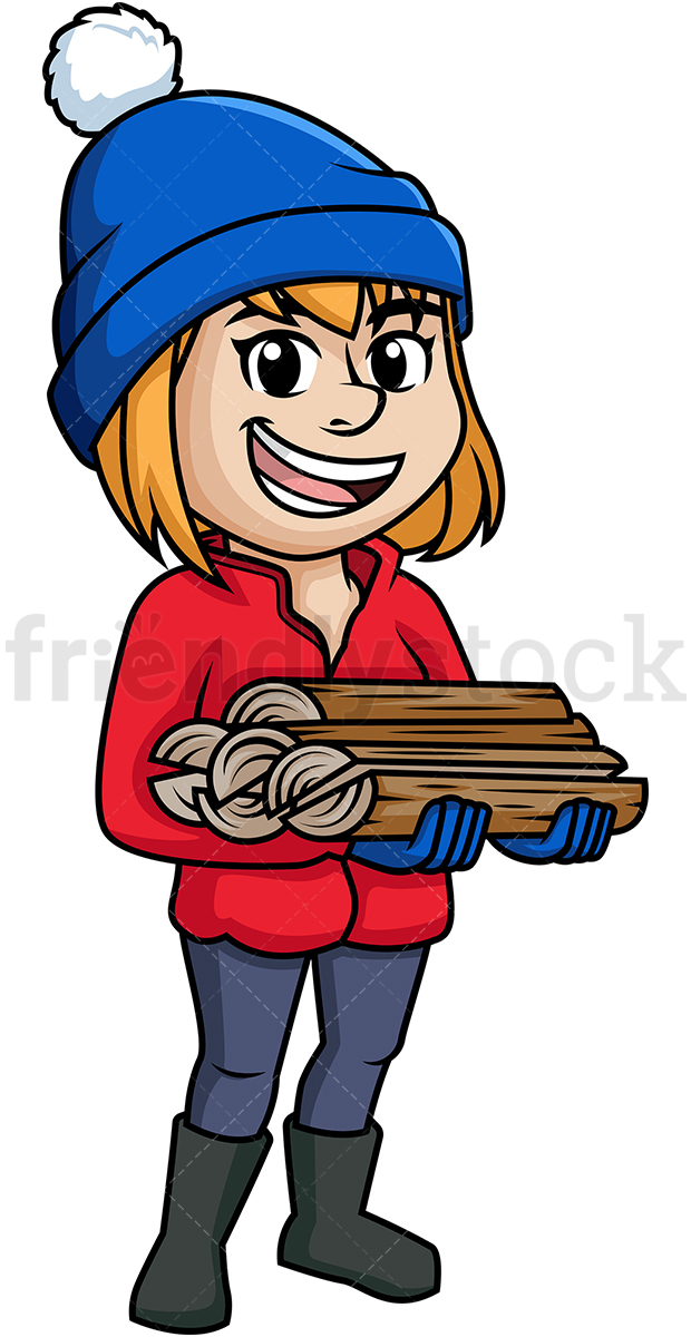 620x1200 Woman Carrying Firewood Cartoon Clipart Vector