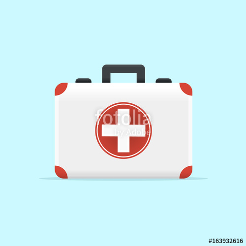 First Aid Kit Vector Illustration On Blue Background Flat Design 500x500 First Aid Kit Vector Illustration On Blue Background Flat Design