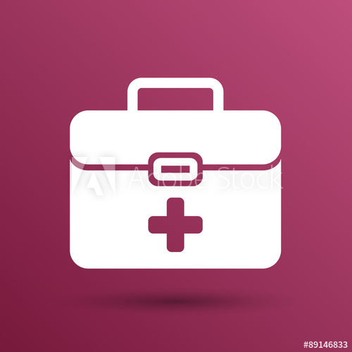 500x500 First Aid Vector Icon Kit Medical Box Cross Symbol