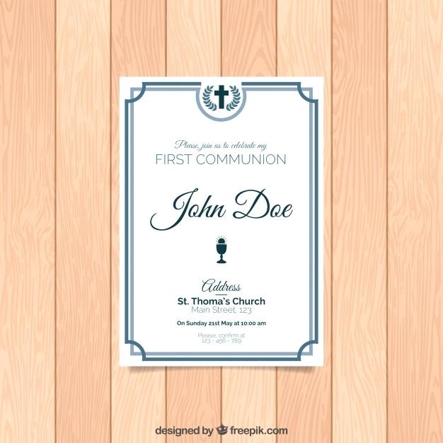 626x626 Elegant Communion Invitation First Free Vector Boy Invitations