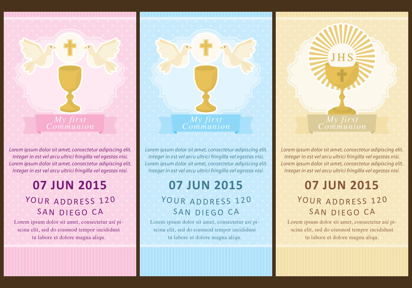 1400x980 First Communion Card Free Vector Art