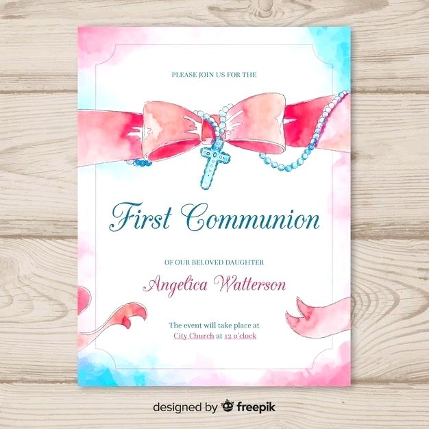 626x626 First Communion Invitation Template Free Vector Pink Ribbon