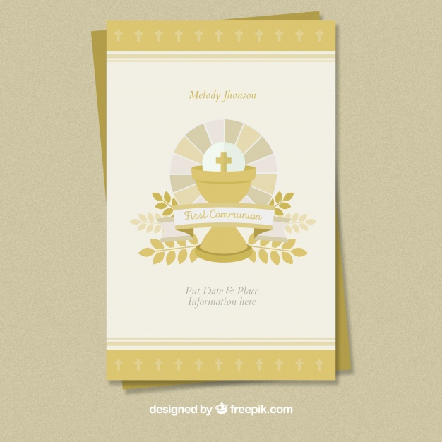 626x626 Beautiful First Communion Vintage Invitation Vector Free Download