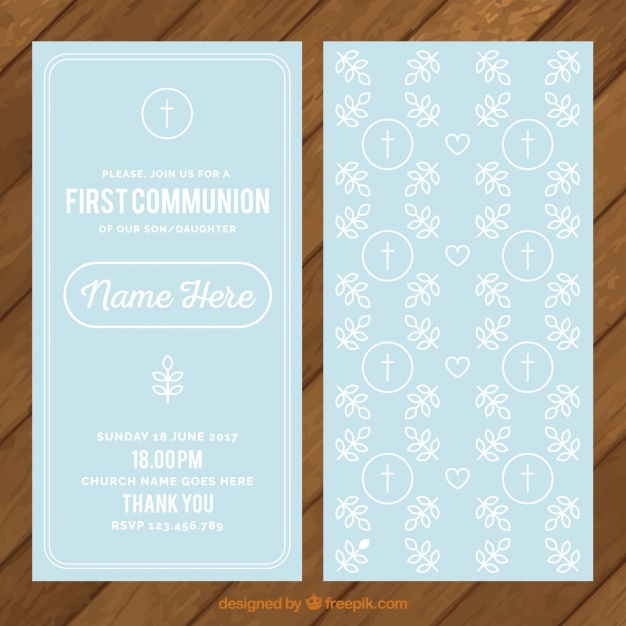626x626 First Communion Invitation Vector Free Download