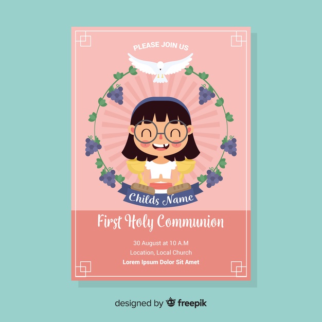 626x626 First Communion Invitation Template Vector Free Download
