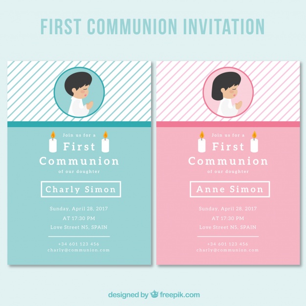 626x626 Pretty First Communion Invitations Vector Free Download