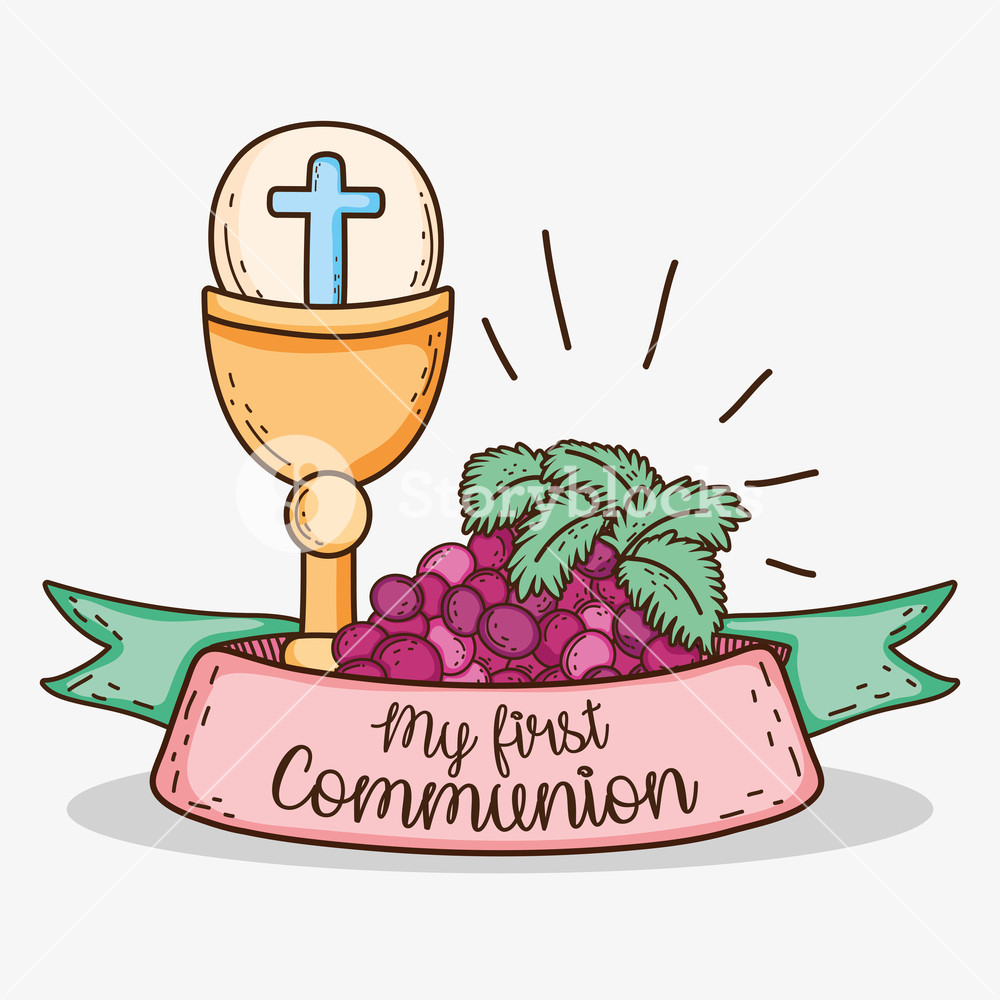 Chaliz With Host And Grapes To My First Communion Vector 1000x1000 Chaliz With Host And Grapes To My First Communion Vector