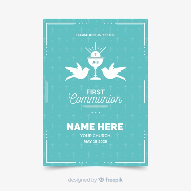 Flat First Communion Invitation Template Vector Free Download 626x626 Flat First Communion Invitation Template Vector Free Download