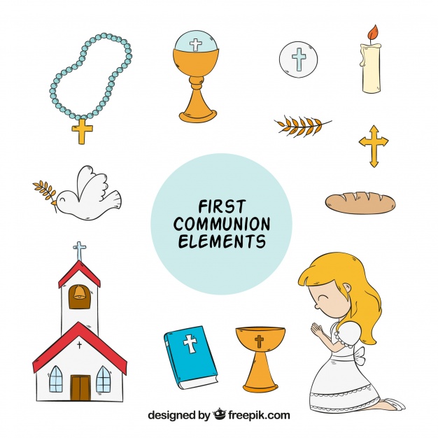 Girl With Hand Drawn First Communion Elements Vector Free Download 626x626 Girl With Hand Drawn First Communion Elements Vector Free Download