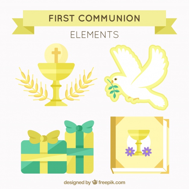 Pack Of Golden First Communion Elements Vector Free Download 626x626 Pack Of Golden First Communion Elements Vector Free Download