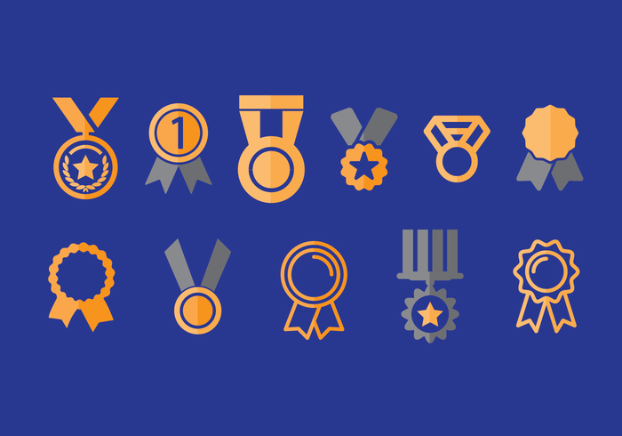 700x490 First Place Ribbon Vector Icons Set