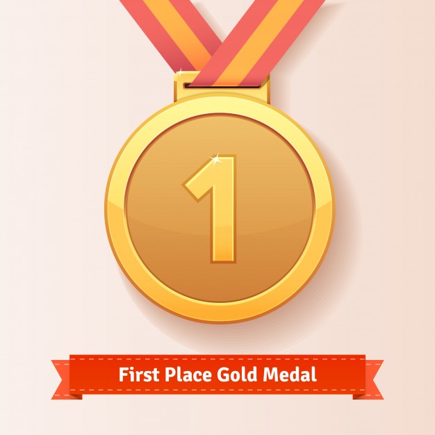 626x626 First Place Award Gold Medal With Red Ribbon Vector Free Download