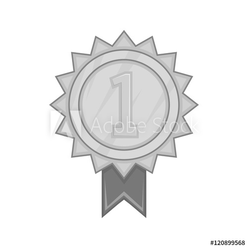 500x500 First Place Ribbon Rosette Icon In Black Monochrome Style