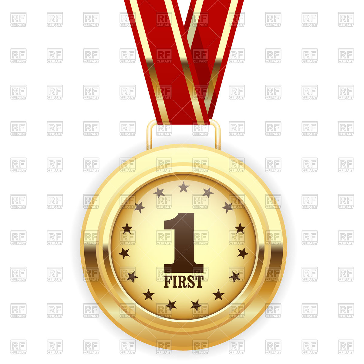 1200x1200 First Place Winner's Gold Medal Hanging On Ribbon Vector Image