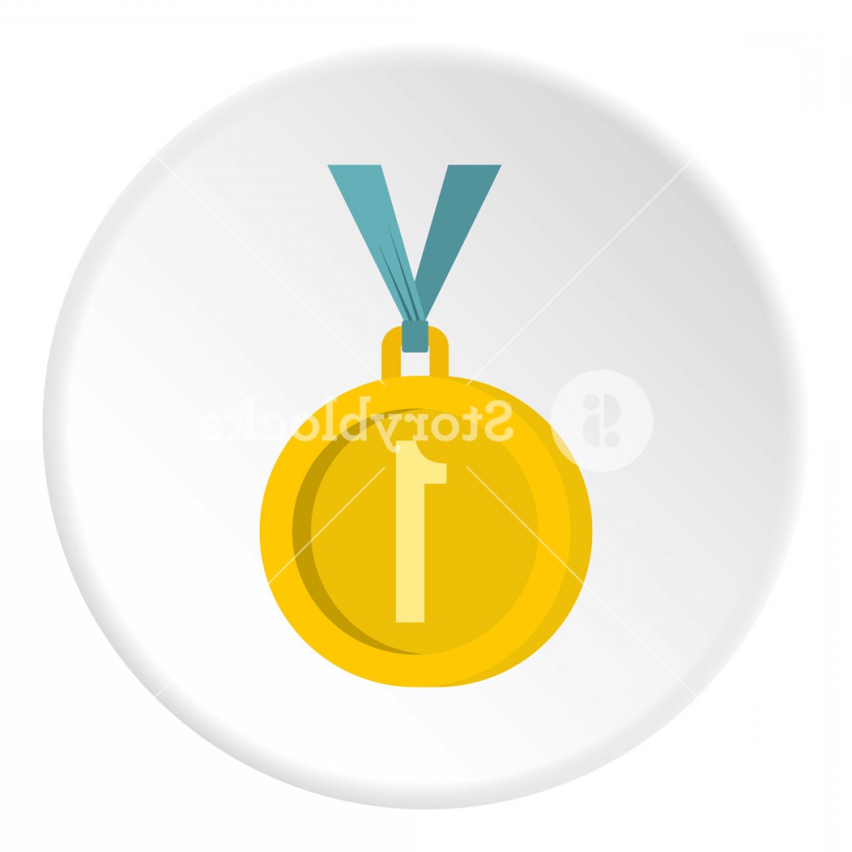 1200x1200 Medal For First Place Icon In Flat Circle Isolated Vector