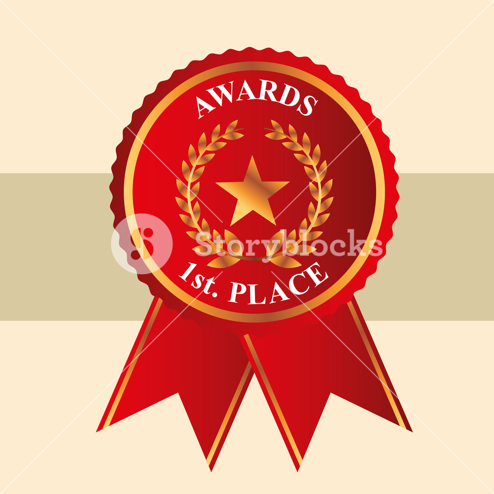1000x1000 Movie Awards Red Ribbon First Place Star Prize Vector Illustration