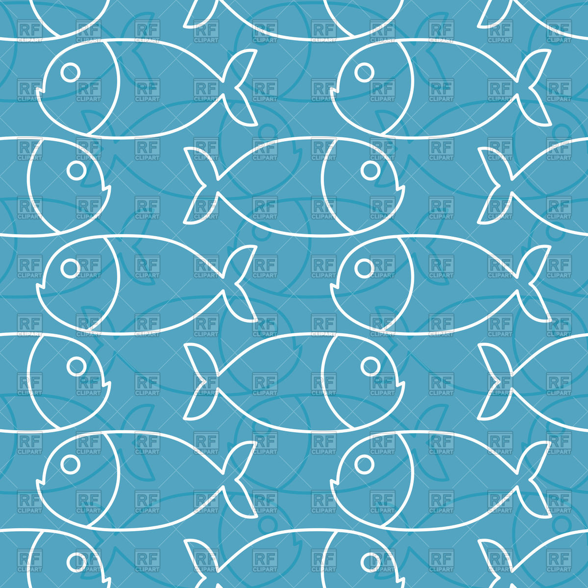 1200x1200 Fish Seamless Pattern On Blue Background Vector Image