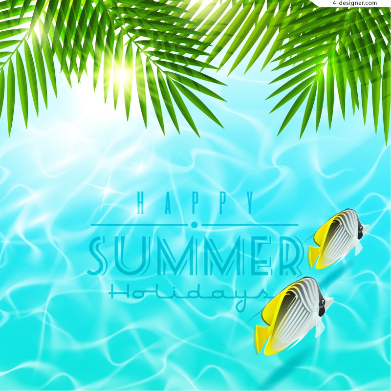 800x800 Designer Summer Tropical Fish Background Vector Material