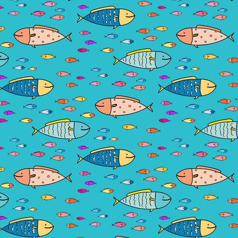 490x490 Hand Drawn Abstract Fish Pattern Background Vector Illustration