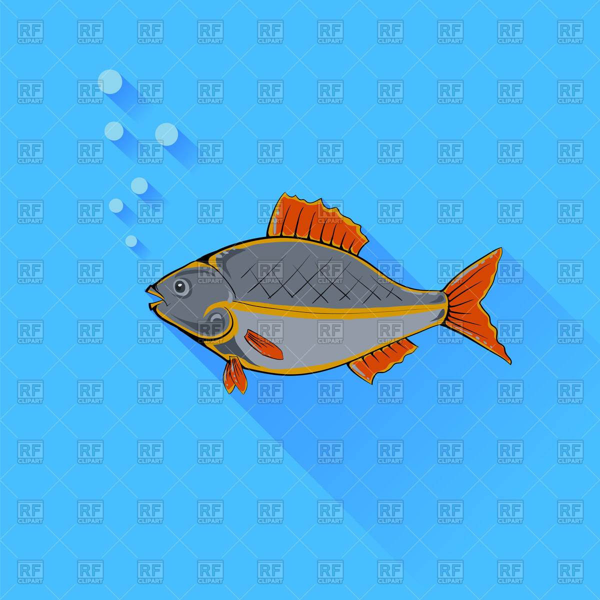 1200x1200 Sea Fish On Blue Background Vector Image Of Plants And Animals