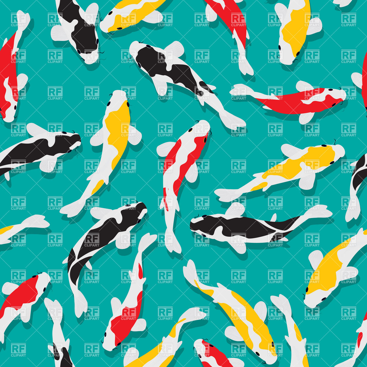 1200x1200 Seamless Background With Colored Koi Fish Vector Image