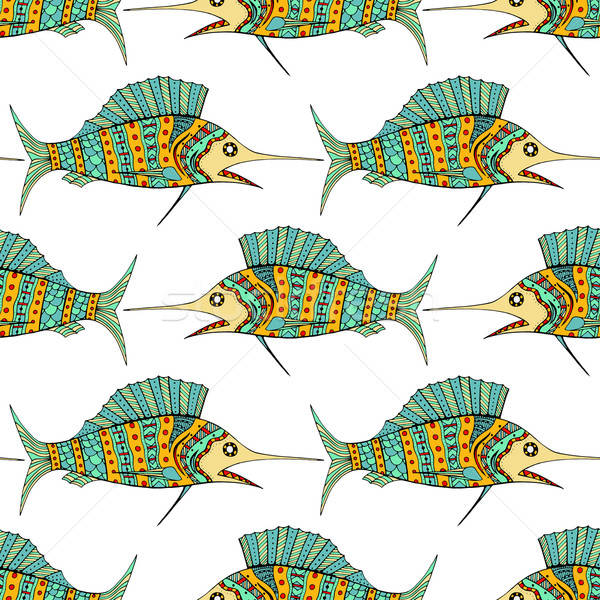 600x600 Zentangle Fish Background Vector Illustration Volodymyr
