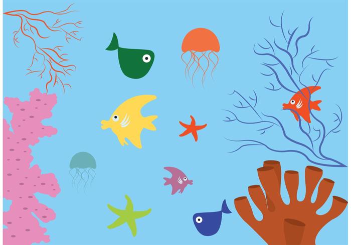 700x490 Coral Reef With Fish Background